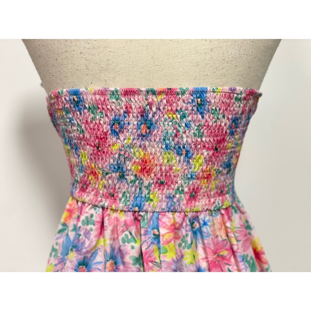 Shein Strapless Floral Mini Dress Pink Size L - Picture 13 of 13